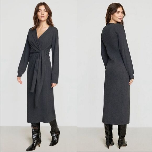 Modern‎ Citizen Lenese Front Wrap Dress - Shiitake Gray Long Sz large NWOT - Picture 1 of 15